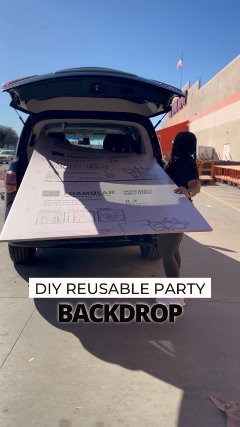 Jasmine Camble | Houston Mom Blogger | You know how much I LOVE sharing party decoration ideas with you guys. Check out this reusable 𝐃𝐈𝐘 𝐏𝐚𝐫𝐭𝐲 𝐁𝐚𝐜𝐤𝐝𝐫𝐨𝐩 I made for Brooke’s… | Instagram Plywood Party Backdrop, Diy Christmas Backdrop Ideas Backgrounds, Homecoming Backdrop Ideas, Large Backdrop Ideas, Diy Halloween Backdrop Ideas, Diy Fall Photo Backdrop, Gold Backdrop Ideas, Diy Backdrop Ideas On A Budget, Easy Backdrop Ideas Diy