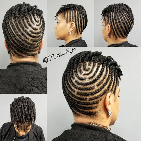 Circular Cornrows With Short Front Twists Hairstyle For Short Natural Hair, Cornrow Hairstyle, Cornrow Designs, African American Braided Hairstyles, Natural Hair Pictures, Hairstyle For Short, Short Natural Hair, Wedge Hairstyles, Protective Hairstyles For Natural Hair