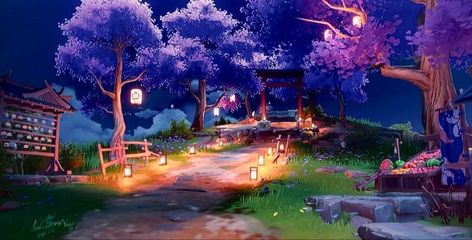 Genshin Landscapes, Inazuma Wallpaper, Background Anime, Episode Backgrounds, Color Script, Fantasy Background, Real Anime, Map Wallpaper, Girly Wall Art