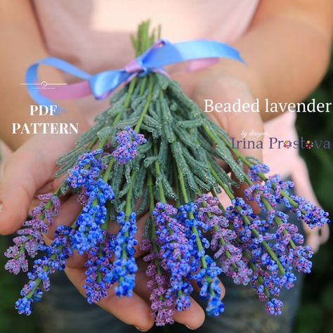 Realistic French Beaded Flower Tutorials by Beaded Garden Patterns - The Beading Gem's Journal Beaded Lavender, Free Jewellery Making Tutorials, Lavender Seeds, Beaded Flowers Patterns, Seed Bead Flowers, French Beaded Flowers, Fleurs Diy, Bead Flower, Seed Bead Pattern