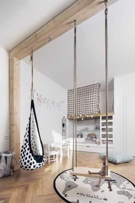 Todler Room, Modern Childrens Room, Children's Bedroom Ideas, Indoor Swing, Playroom Design, Playroom Furniture, Home Indoor, Kids Room Design, Playroom Decor