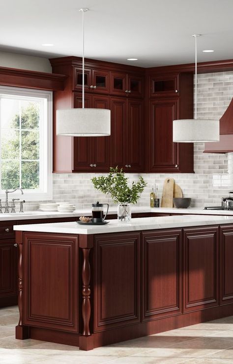 Visit lilyanncabinets.com to learn more! | Dark Cabinets | Dark Kitchen Cabinets | Brown Cabinets | Grey Cabinets | Dark Cabinet Ideas | Dark Kitchen | Brown Kitchen Cherry Kitchen Cabinets, Cherry Wood Kitchen Cabinets, Cabinet Samples, Cherry Wood Kitchens, Cherry Wood Cabinets, Lily Ann Cabinets, Серая Кухня, Dark Wood Kitchens, Cherry Kitchen