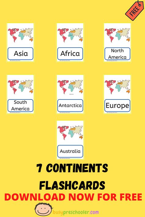 Free 7 Continents Flashcards 7 Continents Printable Free, Continents Song, North Asia, Printable Flashcards, The Continents, 7 Continents, Printable Flash Cards, Learning Websites, Esl Teaching