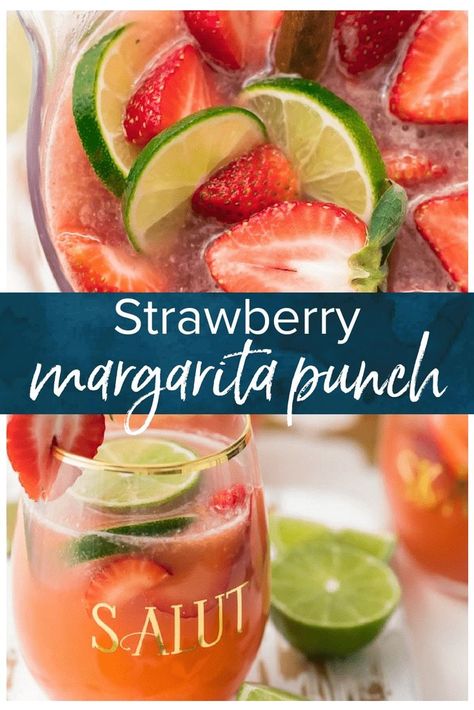 This fun and festive Sparkling Strawberry Margarita Punch is such a delicious and easy party drink recipe. Strawberry Limeade meets Champagne Margaritas in the most amazing beverage. If you like Strawberry Margaritas, you'll LOVE this Sparkling Margarita Punch. Cheers to New Year's Eve, Cinco de Mayo, and more! #thecookierookie #margaritas #punch Strawberry Margarita Punch, Margarita Punch Recipe, Champagne Margarita, Tipsy Tuesday, Margarita Punch, Easy Party Drinks, Vegan Cocktails, Champagne Margaritas, Grinch Punch