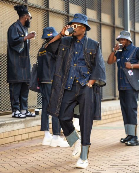 “Denim Obsession” by the South African based brand, Project Inflamed (@project_inflamed_official ) Denim On Denim Outfit Men, Denim Outfit Men, Pharrell Williams, Streetwear Men Outfits, Men Fits, Fashion Design Clothes, Denim Outfit, Mens Street Style, Stylish Men