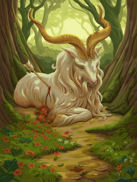 Goldhorn, Rina Rozsas on ArtStation at https://www.artstation.com/artwork/GXweVa Greek Mythology Animals, Greek Creatures, Greek Mythological Creatures, Planets Art, A Goat, Mythological Creatures, Greek Myths, Animal Sketches, Silky Scarf