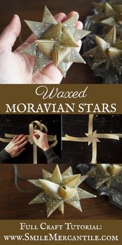 How to Make Nostalgic Waxed Moravian Stars – Smile Mercantile Craft Co. Handmade Star Ornaments, How To Make Moravian Stars, Wax Christmas Ornaments, Moravian Star Diy How To Make, Leather Christmas Ornaments Diy, Moravian Star Pattern, Moravian Star, German Glass Glitter, Christmas Stars