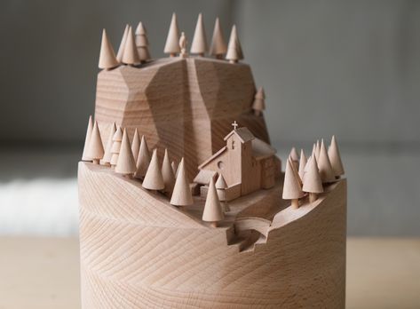 Quaint Campsites and Forests Populate Miniature Scenes of Carved Wood | Colossal Wooden Castle, Miniature Scenes, Colossal Art, Wood Artist, Visual Culture, Project Inspiration, Wooden Sculpture, Wooden Bar, Furniture Maker