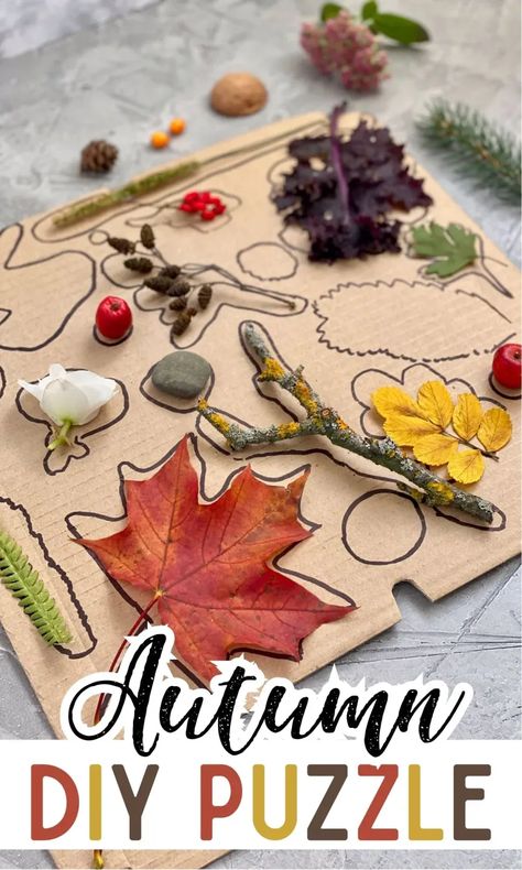 Shapes In Nature, Autumn Puzzle, Shape Matching Game, Cardboard Puzzle, Fall Preschool Activities, Fall Games, Diy Puzzles, Autumn Activities For Kids, Fall Preschool