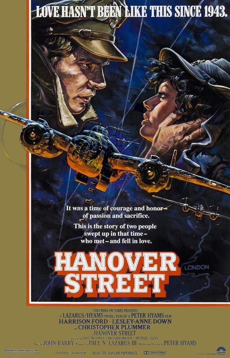 Harrison Ford Movies, Lesley Anne Down, Hanover Street, John Barry, Disney Movie Posters, Adventure Decor, Christopher Plummer, Classic Movie Stars, Harrison Ford