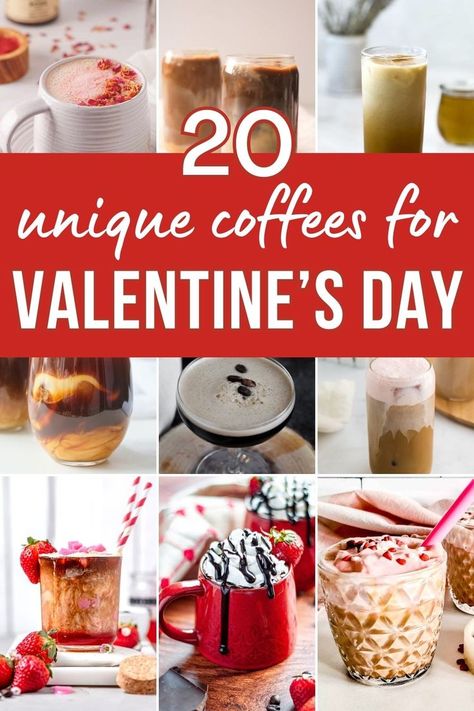 What better way to say I love you on Valentines Day than with one of these unique Valentines Day coffee recipes. From simple Valentines Day latte recipes to extravagant hot and iced Valentines coffee recipe ideas, a romantic coffee drink is the perfect way to start the most romantic day of the year. Coffee Recipe Ideas, Coffee Drink Ideas, Coffee Drinks Recipes, Different Coffee Drinks, Flavored Coffee Recipes, Barista Recipe, Hot Coffee Drinks, Valentines Coffee, Valentine Drinks