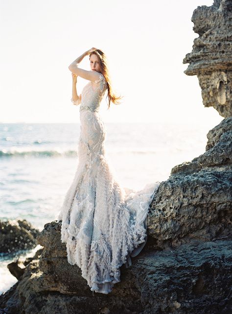 Coastal-inspired wedding gown by MXM Couture. Coastal Wedding Inspiration, Mermaid Braid, White Lake, Beach Wedding Inspiration, Destination Wedding Inspiration, Beach Bride, Mermaid Inspired, Coastal Wedding, By The Ocean