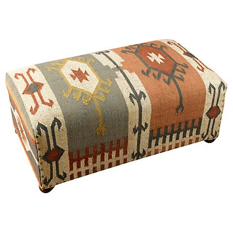 Fiorella 35" Petite Bench, Kilim Boho Ottoman, Kilim Bench, Beige Couch, Southwest Boho, Tufted Storage Ottoman, Upholstered Storage Bench, Living Room Bench, Leather Pouf, Upholstered Storage