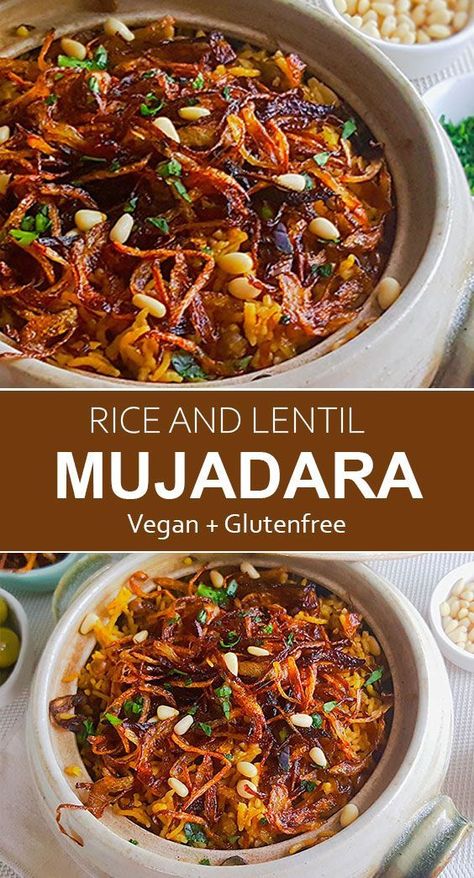 Mujadara Recipe, Rice And Lentils, Lentils And Rice, Middle Eastern Dishes, Diner Recept, Crispy Onions, Lebanese Recipes, Lentil Recipes, Vegan Dinner