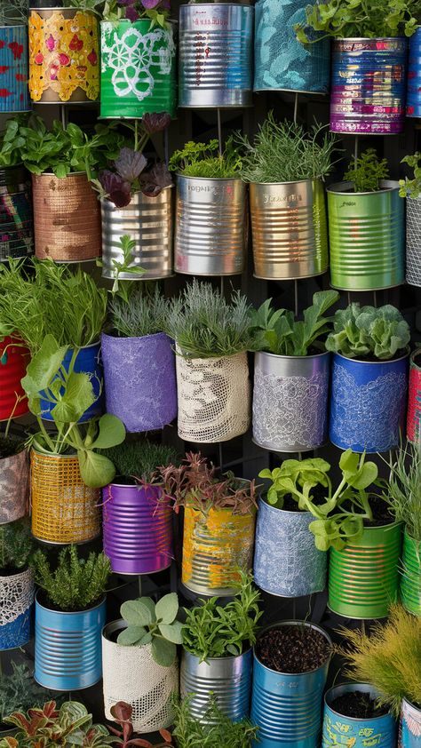 🌱Tin Can Planters: Get creative and go green! 🌿✨  Decorate empty tin cans and transform them into charming planters for small plants or herbs. It's a fun, eco-friendly project that adds a touch of nature to your home.🪴  #TinCanCrafts #EcoFriendly #UpcycledPlanters #DIYHomeDecor #KidsCrafts #GreenLiving #PlantLovers #CreativeKids #GardeningWithKids Recycled Plastic Planters, Upcycle Tin Cans Garden, Easy Diy Planters, How To Decorate Tin Cans, Upcycling Tin Cans, Tin Can Planters, Can Planters, Recycled Planters, Plant Business