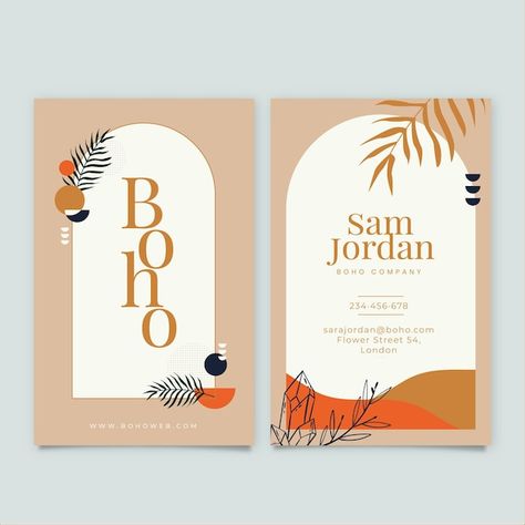 Hand drawn boho business card template | Free Vector #Freepik #freevector #boho-chic #boho #bohemian #vertical-business-card Flyer Ideas For Business, Busniss Card, Boho Business, Card Template Free, Invite Card, 40th Birthday Invitations, Boho Birthday, Menu Card, Card Templates Free