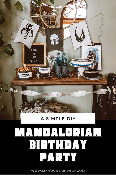 Mandalorian Party Games, Mandalorian Birthday Invitation, Mandolorian Birthday Party Ideas, Mandalorian Birthday Party Ideas, Mandalorian Birthday Party, Mandalorian Party, Mandalorian Birthday, Printable Food Labels, Star Wars Themed Birthday Party