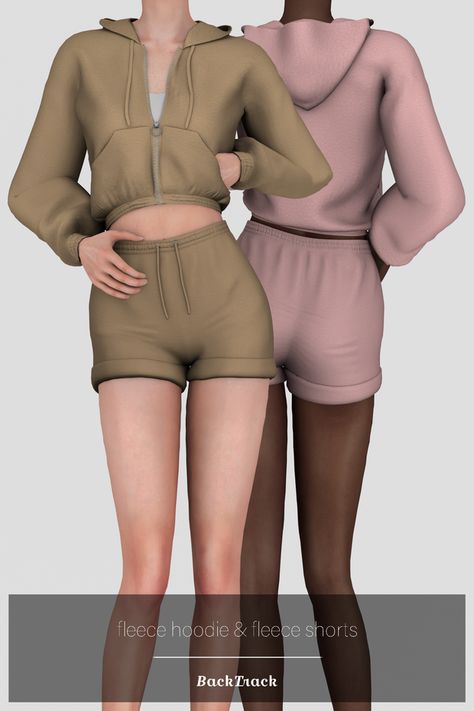 Fleece Hoodie & Fleece Shorts | BackTrack on Patreon Sims Cc Loungewear, Clothes For Women Sims 4 Cc, Fem Clothing, Mods Sims 4, Sims 4 Toddler Clothes, Hoodie Shorts, Clothes Cc, Die Sims 4, Sims Packs