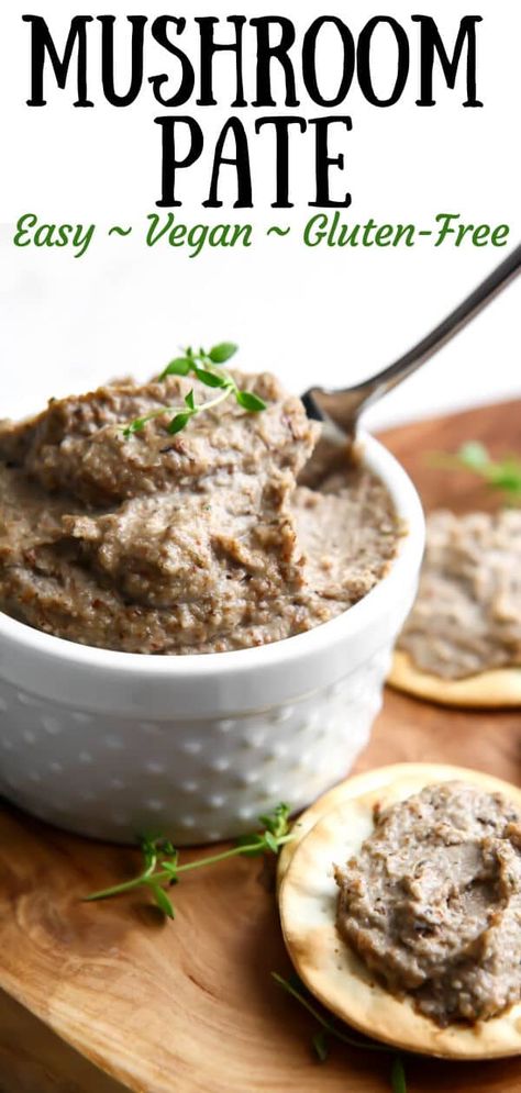 Mushroom Pate, Vegan Pate, Vegan Spread, Pate Recipes, Healthy Party Food, Vegan Party Food, Vegan Party, Holiday Appetizer, Sliced Baguette