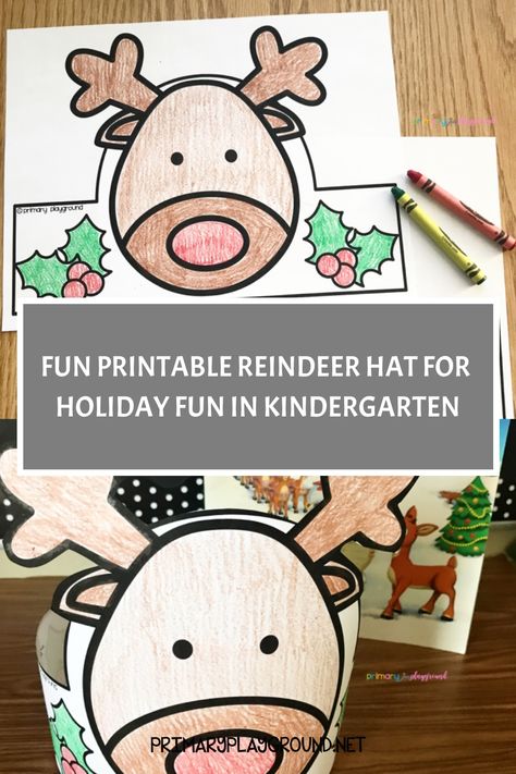 Reindeer Hats For Kids, Reindeer Headband Craft, Free Printable Reindeer, Holiday Party Activities, Reindeer Hat, December Activities, Reindeer Craft, Crown Crafts, Christmas Kindergarten