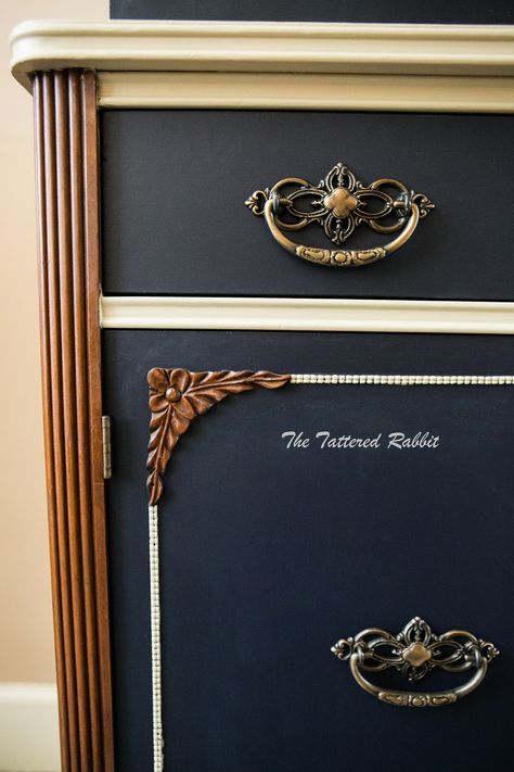 This blue ribbon china cabinet was transformed by The Tattered Rabbit with the help of GF products!
 
 
 "I wanted my colors to work together as a cohesive unit, with each complementing the other. I didnt want one color to outshine the other. So I chose Coastal Blue, Millstone, and Antique White from General Finishes Milk Paint line of products. Navy Painted Furniture, China Cabinet Makeover, Antique China Cabinets, General Finishes Milk Paint, Navy Paint, French Provincial Dresser, Trendy Wall Decor, Custom Blinds, General Finishes