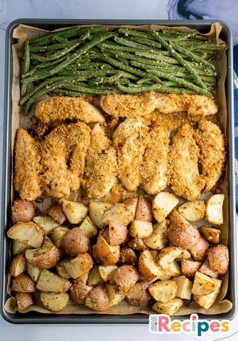 Easy Parmesan Crusted Sheet Pan Chicken Dinner - Sos Recipes Sheet Pan Chicken Potatoes Asparagus, Chicken Parm Sheet Pan Dinner, Parmesan Crusted Chicken Sheet Pan, Sheet Pan Ranch Chicken And Potatoes, Chicken Broccoli Potato Sheet Pan, Sheet Pan Chicken Tenderloins, Chicken One Sheet Pan Meals, Easy Sheet Pan Dinners Weeknight Meals, Chicken And Potatoes Sheet Pan Dinner