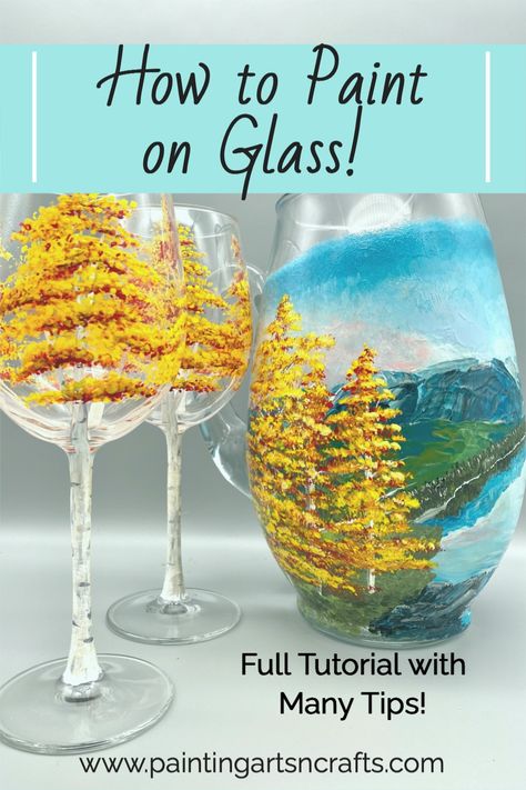 Painting On Glass With Acrylic Paint, Stemless Wine Glass Painting Ideas, How To Paint On Glass With Acrylic, How To Paint Wine Glasses, Paint On Wine Glasses, Best Paint For Glass, Diy Glass Painting, Wine Glass Painting Ideas, How To Paint Glass