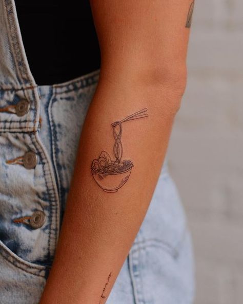 Ha Giang Loop Tattoo, Ramen Tattoo, Tattoos 2024, Vietnam Tattoo, Food Tattoos, Petite Tattoos, Subtle Tattoos, Ink Ideas, Fine Line Tattoos