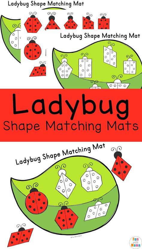 Ladybug Shape Matching Mats - Shapes for Preschool and Early Learners Bug Shapes Preschool, Ladybug Activities For Toddlers, Ladybug Activities For Preschool, Bugs Activities For Preschool, Insect Math Activities For Toddlers, Preschool Ladybug, Grouchy Ladybug Activities Preschool, Ladybug Kindergarten Activities, Life Cycle Of A Ladybug Preschool