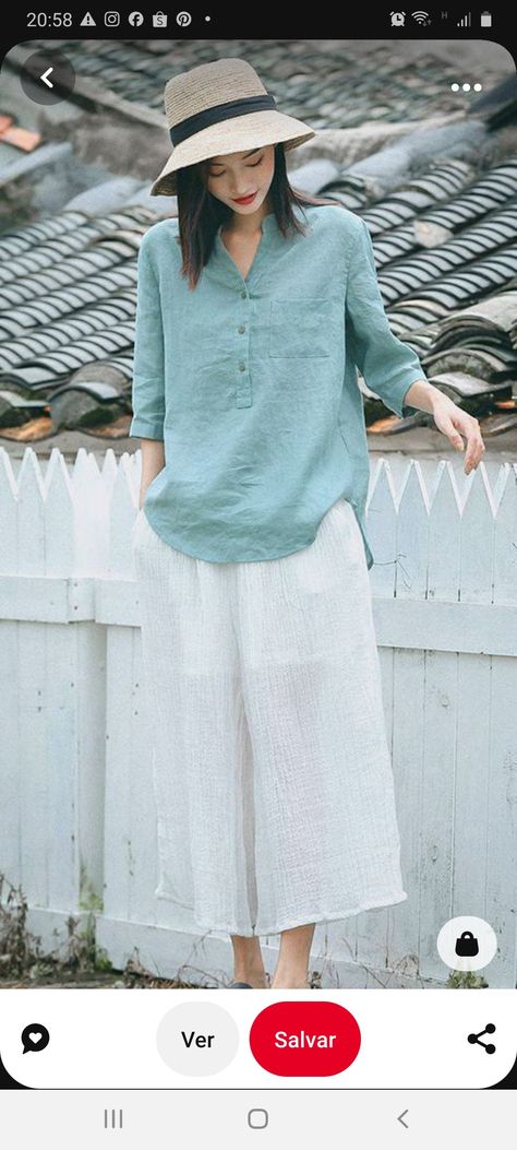 How To Wear Culottes, Winter Tunic, Linen Style Fashion, Winter Inspiration, Linen Fashion, Linen Tshirts, Winter Mode, Casual Summer Tops, Trending Fashion Outfits