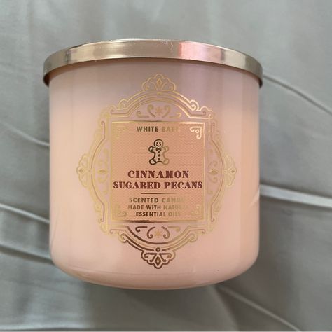 White Barn Cinnamon Sugared Pecans Never Burned Cinnamon Sugar, Warm Roasted Pecans, Brown Sugar With Natural Essential Oils Smell Good Candles, Candles Smell Good, Kook House, Maia Knight, Preppy Candles, Warm Candles, Cinnamon Aesthetic, Vanilla Candle Bath And Body Works, White Barn Candles