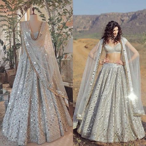 Shimmery Lehenga, Lehenga For Sangeet, Lehenga Wedding Bridal, Mirror Work Lehenga Choli, Satin Silk Lehenga, Bridal Lehenga Indian, Lehenga Choli Latest, Sangeet Ceremony, Indian Bridesmaid Dresses