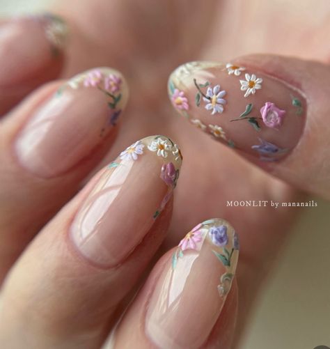 Nails Flower, France Style, Subtle Nails, Casual Nails, Soft Nails, Flower Nail, Fall Nail, Cozy Vibes, Floral Nails