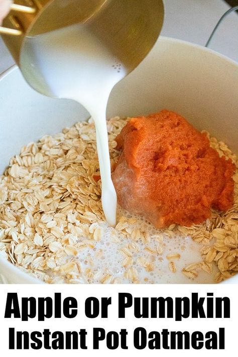 These 2 Instant Pot oatmeal recipes only take 5 minutes to cook and taste amazing! An easy pressure cooker breakfast that the whole family will enjoy and is a healthy meal too. Try apple cinnamon oatmeal or pumpkin oatmeal this morning and let us know what you think! #instantpot #oatmeal #apple #breakfast #pumpkin #pressurecooker #instantpotrecipes #thetypicalmom Pressure Cooker Breakfast, Instapot Breakfast, Instant Pot Oatmeal, Oatmeal Apple, Recipes Only, Apple Cinnamon Oatmeal, Apple Breakfast, Delicious Clean Eating, Cinnamon Oatmeal