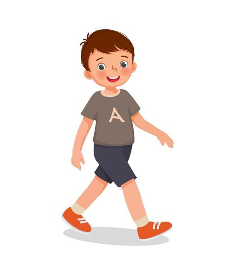 Walking Cartoon Drawing, Boy Cartoon Pic, Walk Illustration, Walking Illustration, Walking Images, Verbs For Kids, Ice Drawing, Walking Cartoon, Boy Walking