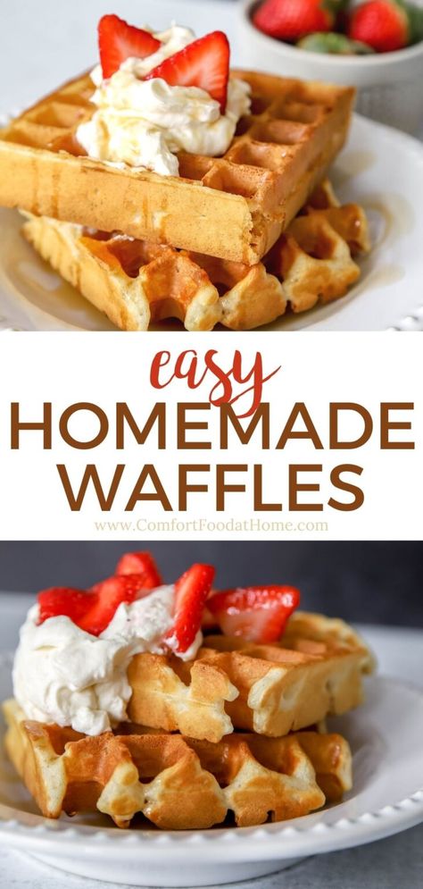 Homade Pancakes, Waffle Recipe No Butter, Easy Homemade Waffle Recipe, Homemade Waffle Mix, Belgium Waffle Recipe, Homemade Waffle Recipe Easy, Homemade Waffle Recipe, Waffle Batter Recipe, Waffle Mix Recipes