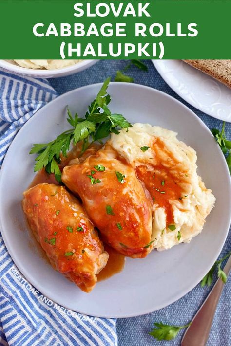 Halupki Recipe, Pork And Rice, Polish Dishes, Best Easy Dinner Recipes, Slovak Recipes, Baked Cabbage, Pork Recipes For Dinner, Cooking Jasmine Rice, Cabbage Rolls Recipe