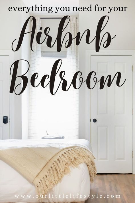 Pictures of the bedroom inside an Airbnb short term rental property. Air Bnb Furniture, Air Bnb Styling, Airbnb Host Must Haves, Airbnb Bedroom Design, Cute Airbnb Ideas, Airbnb Host Checklist, Air Bnb Bedroom Ideas Decor, Airbnb Room Ideas Guest Bedrooms, Decorating Airbnb