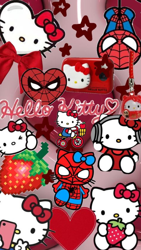 Red Spider-Man/hello kitty Hello Kitty Wallpapers, Hello Kitty Imagenes, Hello Kitty Wallpaper Hd, Trippy Iphone Wallpaper, Images Hello Kitty, Y2k Hello Kitty, Hello Kitty Tattoos, Walpaper Hello Kitty, Wallpaper Homescreen