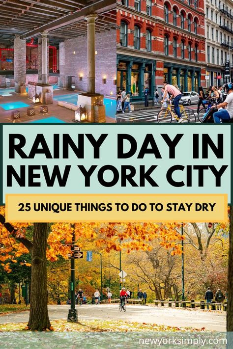 One of the best things to do in New York City is to enjoy rainy days in NYC. Here are 25 EPIC Things to do in NYC in the rain. NYC Autumn | Things to do new york city fall | Fall activities NYC | Central Park fall| NYC Guides | NYC Itinerary | things to do nyc rain | rainy things to do nyc | nyc rainy things to do | best things to do manhattan | best museums nyc | Best food NYC | rainy day NYC | Fall in NYC | NYC eats | Things to do NYC rain | best of New York City | First visit to NYC | NYC Nyc In The Rain, New York City Rain, Best Food Nyc, Rainy Day Nyc, Rainy Day New York, Nyc Rainy Day, Nyc Rain, New York Trip Planning, Rainy Day In New York