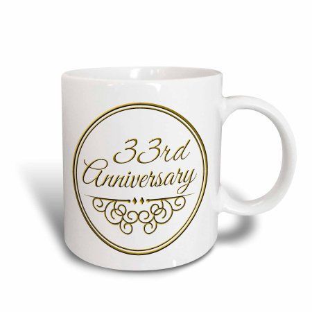 3dRose 33rd Anniversary gift - gold text for celebrating wedding anniversaries - 33 years married together, Ceramic Mug, 11-ounce 17th Anniversary Gifts, 55th Anniversary Gifts, 16th Anniversary Gifts, 14th Anniversary Gifts, 60th Anniversary Gifts, 30th Anniversary Gifts, 20th Anniversary Gifts, 40th Anniversary Gifts, 50th Anniversary Gifts