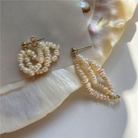 Freshwater Pearl Earrings, Unusual Earrings, Long Drop Earrings, Pearl Collection, Freshwater Pearls Earrings, Beaded Drop Earrings, Jewelry Essentials, Pearl Hoop Earrings, Bead Jewellery