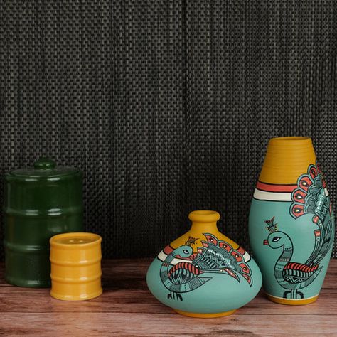 Miniature Terracotta Pots, Modern Art Canvas Painting, Pot Painting, Miniature Pottery, Terracotta Vase, Painted Pots Diy, Painted Clay Pots, Organic Ceramics, Diy Glass Bottle Crafts