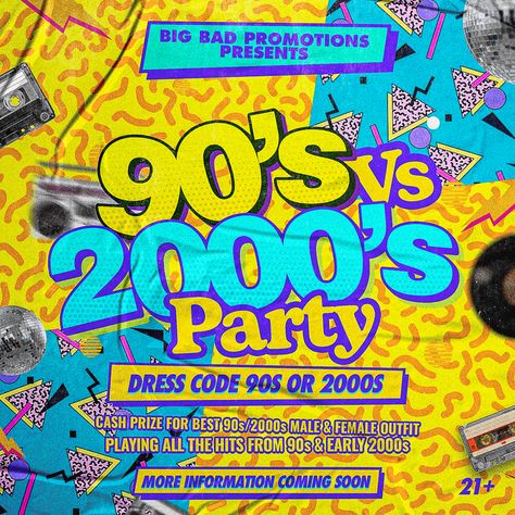 00s Party, Throwback Party, Party Dress Codes, 2000s Party, 90s Prom, 00s Style, 90s 2000s, 90s 00s, Event Ideas