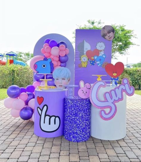 Bt21 Birthday Party Ideas, Kpop Party Ideas, Kpop Birthday Party Ideas, Decoration Ideas For Birthday, Kpop Cosplay, Ideas For Birthday Party, Kpop Birthday, Bts Birthday, Bts Cake