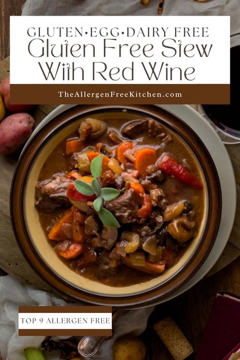 Allergy Friendly Dinner, Beef Stew Stove, Beef Stew With Red Wine, Stew With Red Wine, Eoe Recipes, Gluten Free Beef Stew, Red Wine Beef Stew, Beef Stew Stove Top, Savory Gluten Free