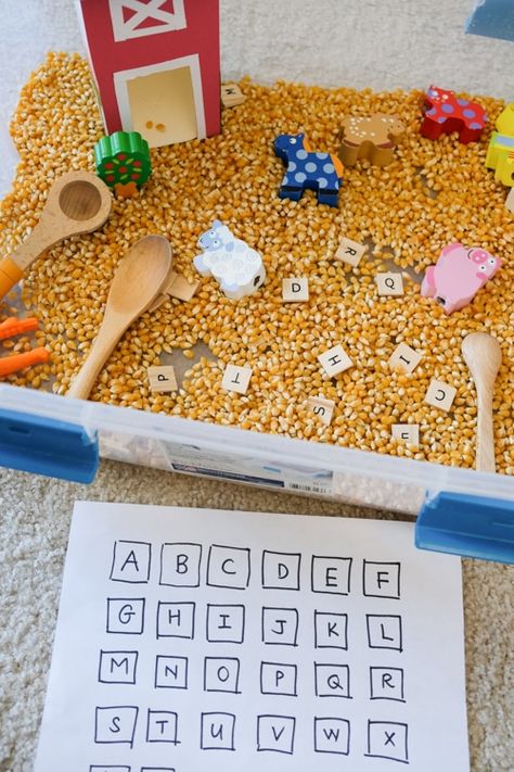 Corn Sensory Bin, Learning Shelf, Farm Theme Preschool Activities, Farm Unit Preschool, Pet Study, Farm Activities Preschool, Farm Week, Preschool Farm, Farm Animals Preschool