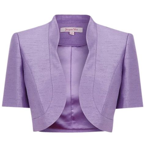 Jacques Vert Lavender Bolero, Purple ($220) ❤ liked on Polyvore Lavender Jacket, Debutante Dresses, Crop Coat, Sleeve Bolero, Blazer Pattern, Jacket Outfit Women, Backless Blouse Designs, Petite Blouses, Woman Suit Fashion