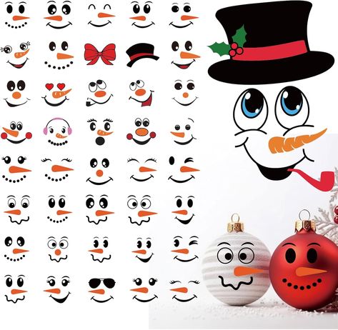 Amazon.com: 41 PCS Snowman Face Stickers for Crafts Christmas Vinyl Snowman Face Decals for Ornaments Glass Water Bottles Cup Window Wall Christmas Decorations (41Pcs Snowman Face) : Home & Kitchen Snow Men Faces, Snowman Faces Patterns Free Printable, Snowman Faces To Paint On Wood, Snowman Faces Patterns, Snowman Faces Template, Christmas Snowman Crafts, Snow Man Face, Wall Christmas Decorations, Printable Snowman Faces