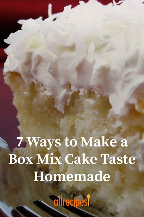 Box Cake Recipes, Boxed Cake Mixes Recipes, Cake Mix Desserts, Coconut Cake Recipe, Cake Hacks, Easy Tricks, Box Cake Mix, Dump Cake Recipes, Cake Tasting